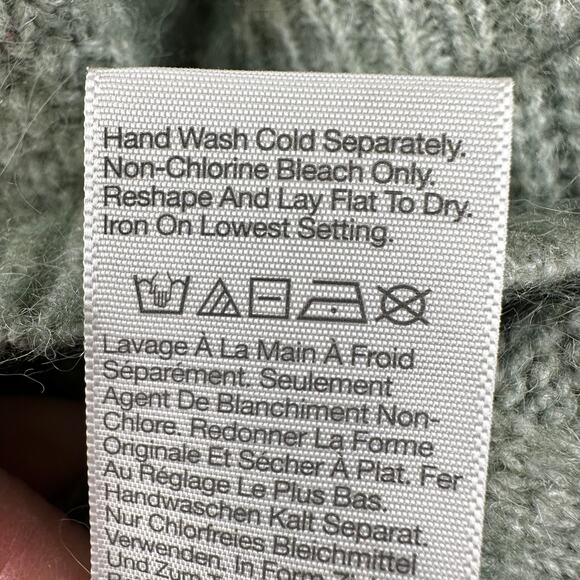 Madewell Cable Havener Pullover Sweater Wool Alpaca Cable Knit Sage 3X Boxy - Picture 14 of 16